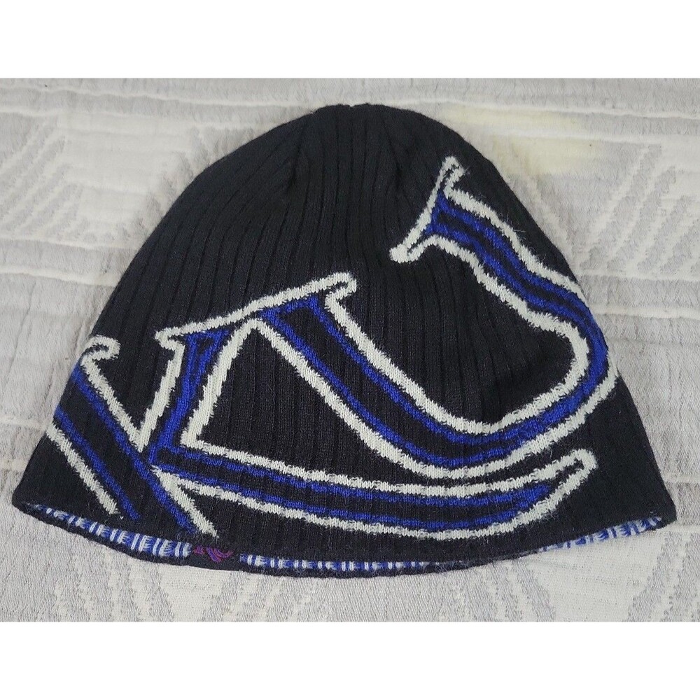 Adidas KU Kansas Jayhawks Knit Beanie‎ Hat Blue Black Ribbed Winter Cap Unisex